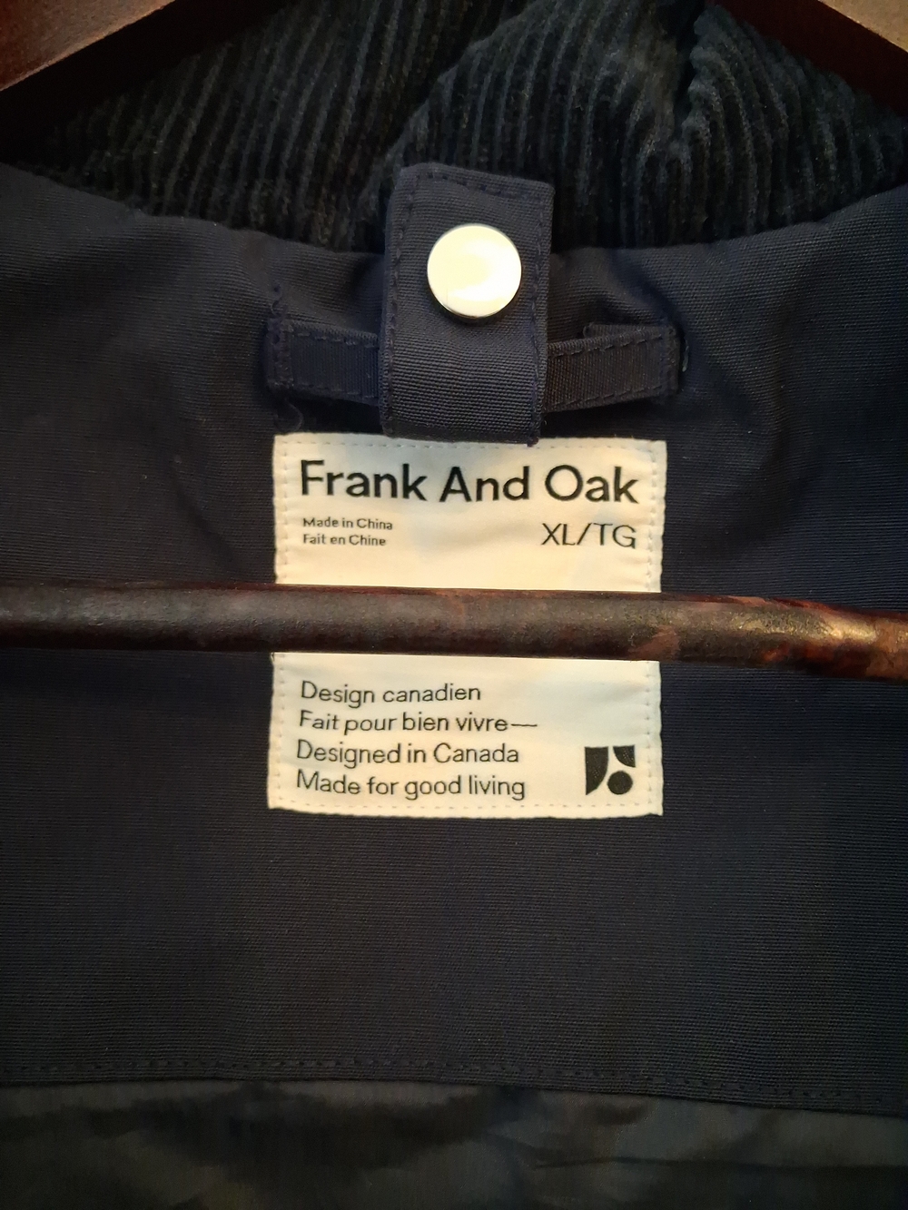 Frank & Oak Navy Heavy Lined Field Jacket with Hood - Picture 2 of 6